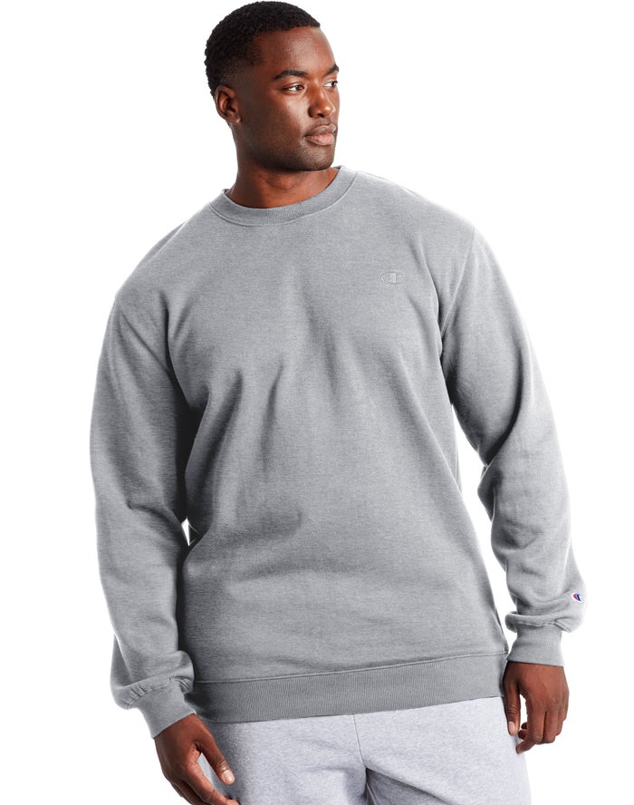 Champion Herre Sweatshirt Grå - Big & Tall Fleece - Danmark BOD-536472